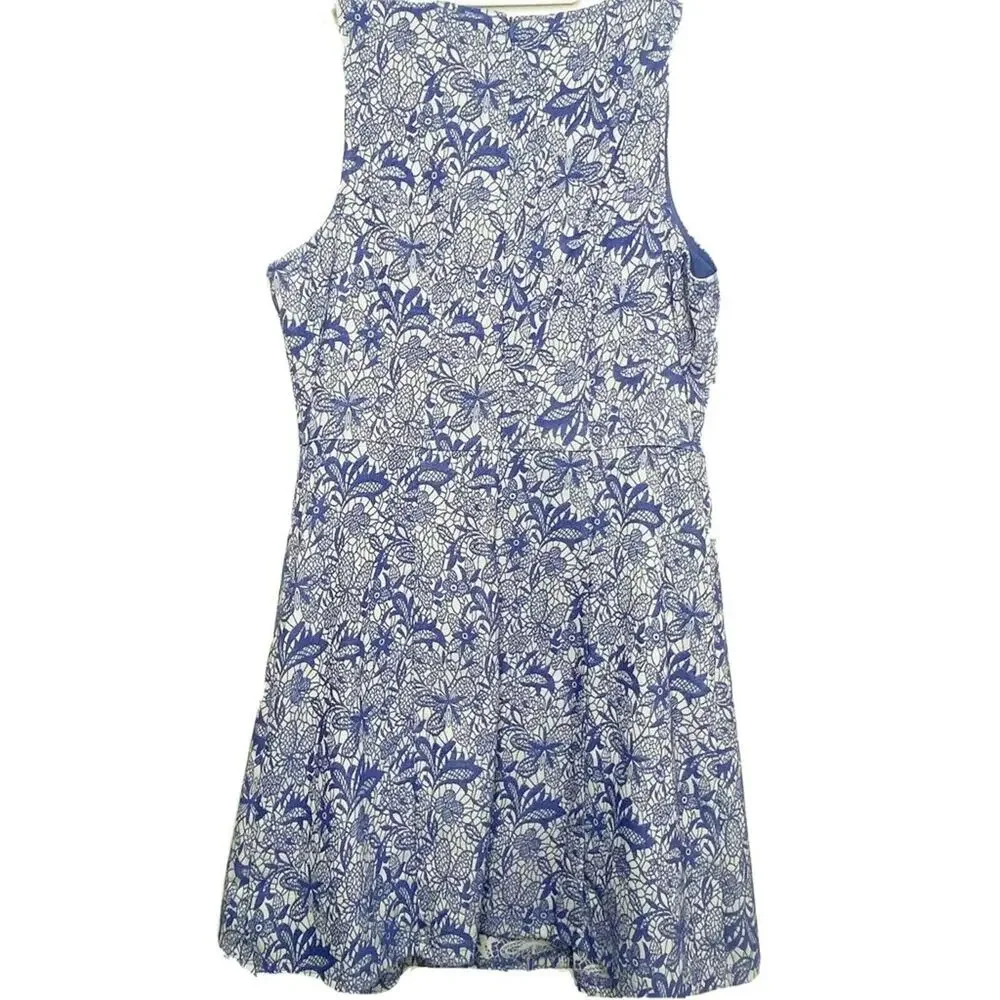 Fury Sleeveless Floral Pattern A Line Floral Blue Summer Dress Medium